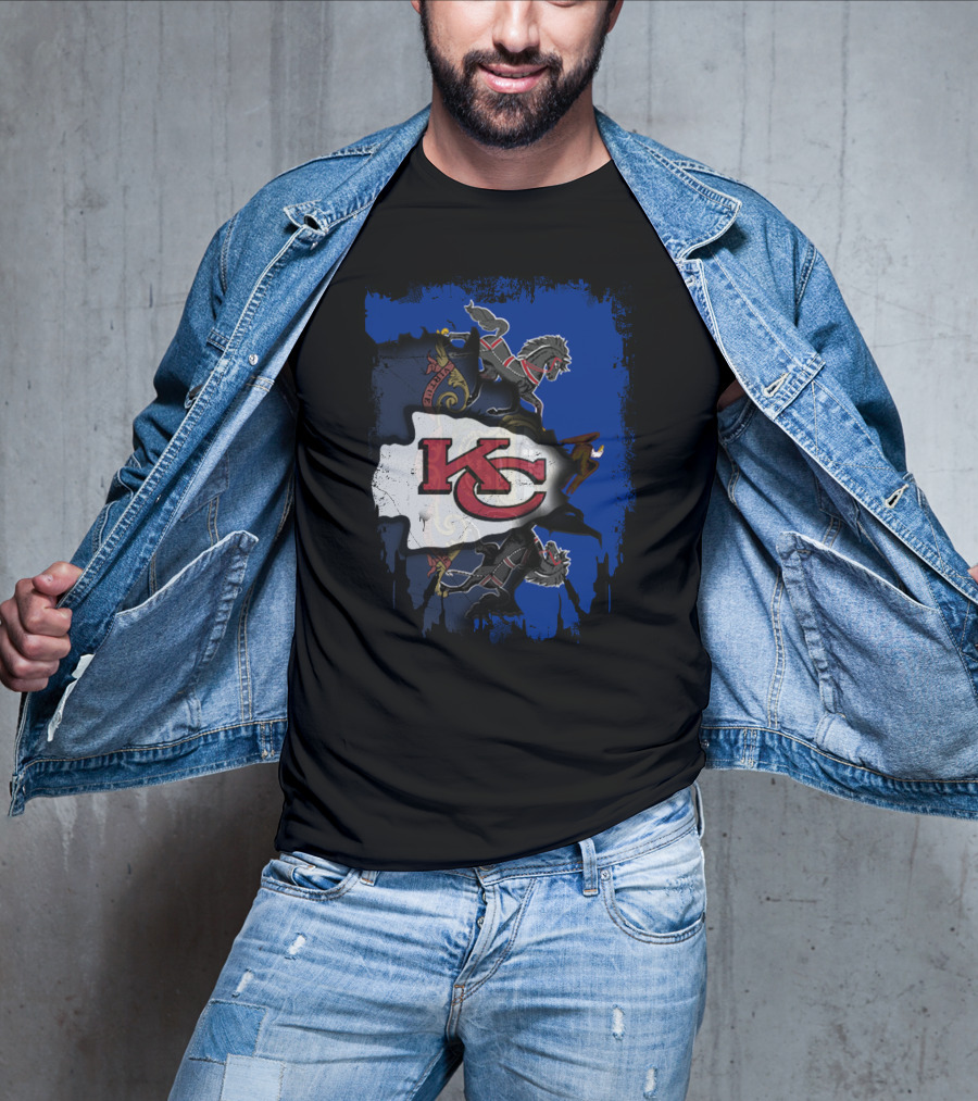 Pennsylvania State Pride With Kansas City Chiefs Logo And Heraldic Symbols T-Shirt