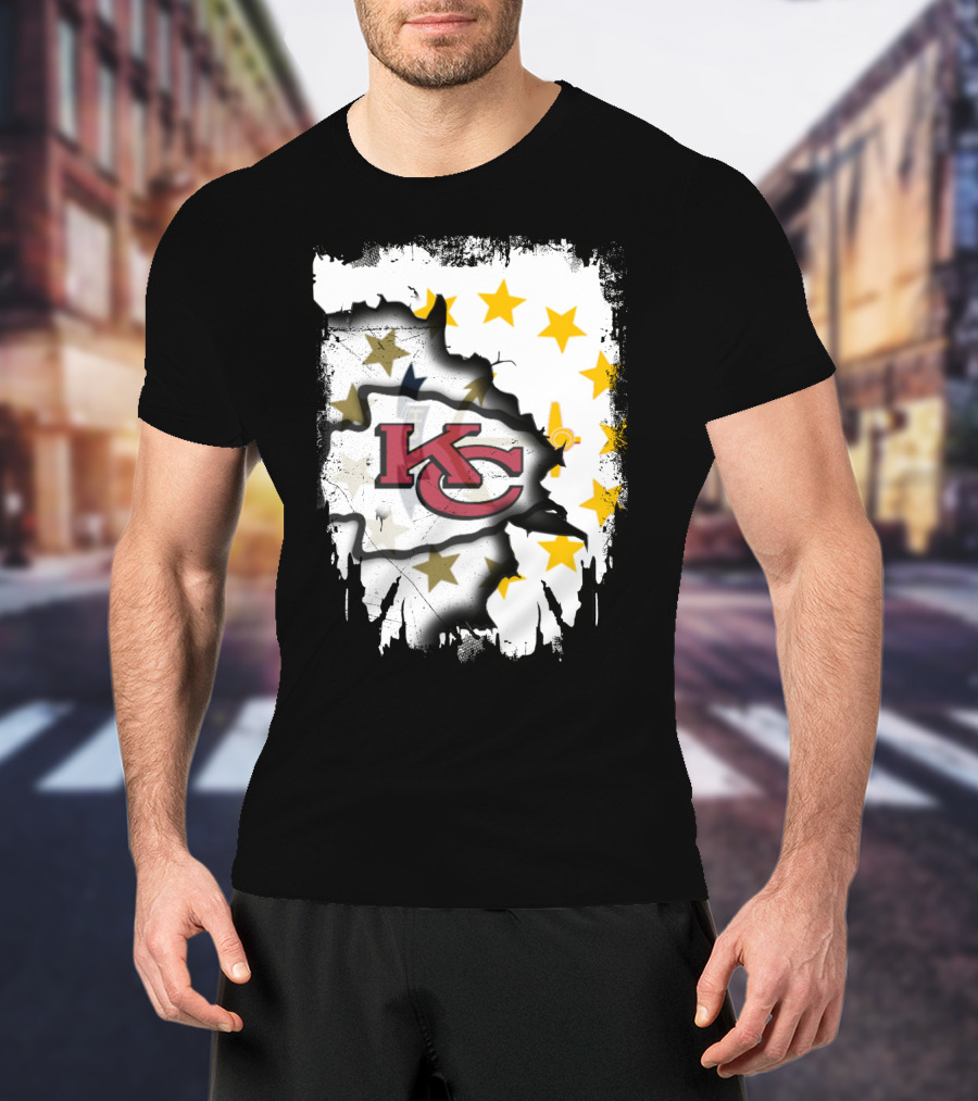 Together Rhode Island With KC Chiefs Burst Stars T-Shirt
