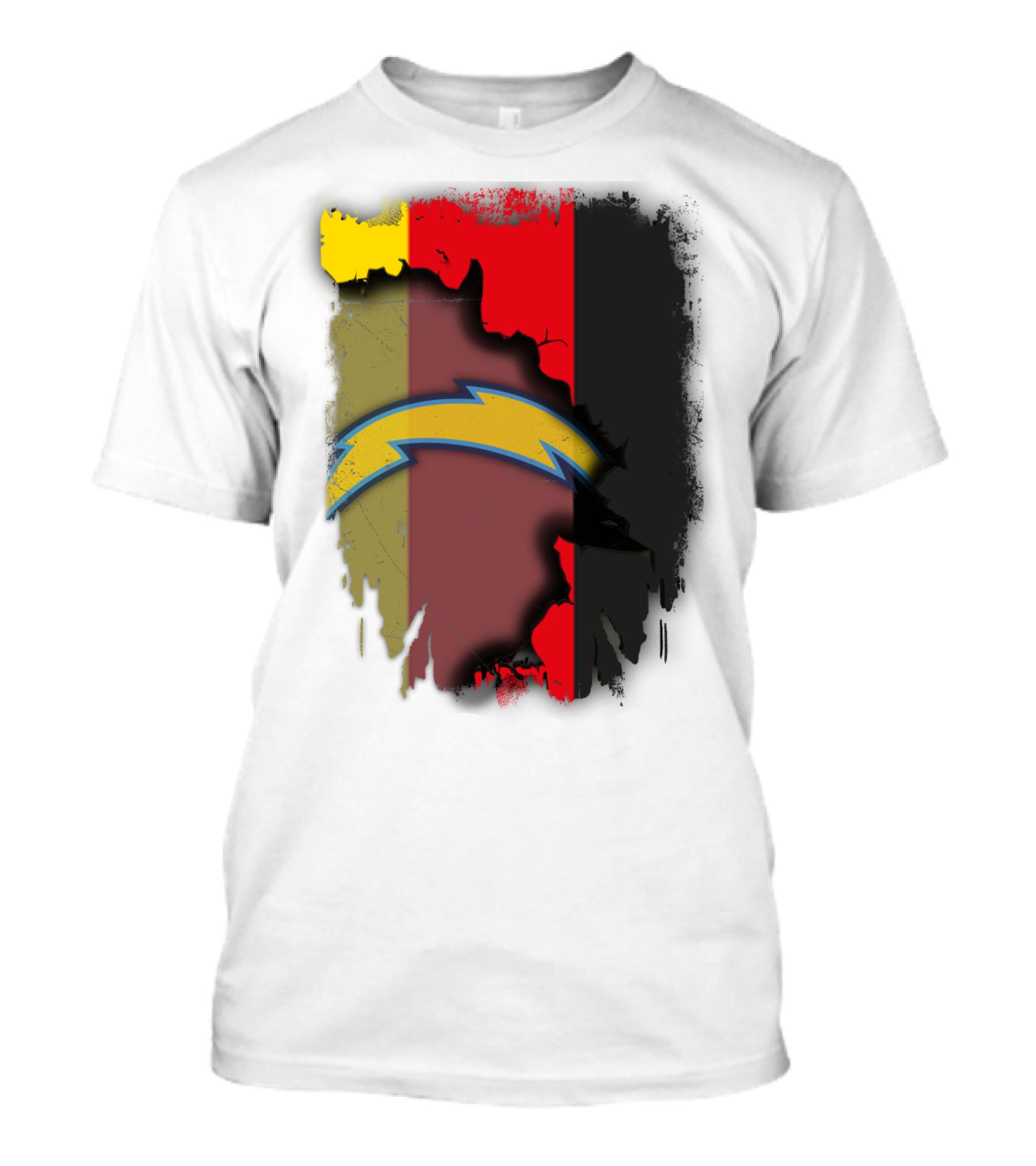 Germany Colors With Chargers Lightning Bolt Overlaid T-Shirt