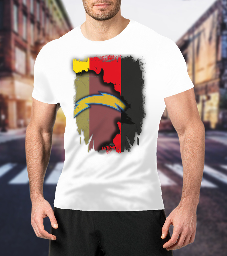 Germany Colors With Chargers Lightning Bolt Overlaid T-Shirt