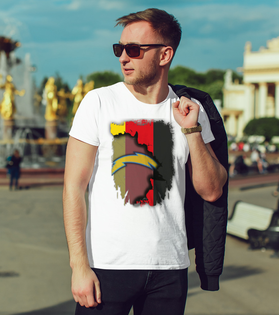 Germany Colors With Chargers Lightning Bolt Overlaid T-Shirt