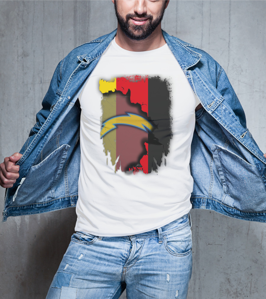 Germany Colors With Chargers Lightning Bolt Overlaid T-Shirt