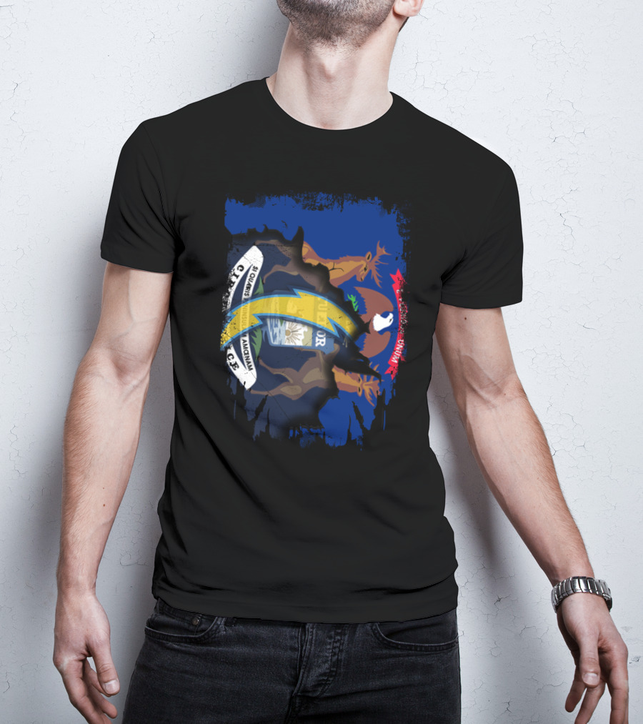 Together Michigan Chargers Logo State Flag T-Shirt