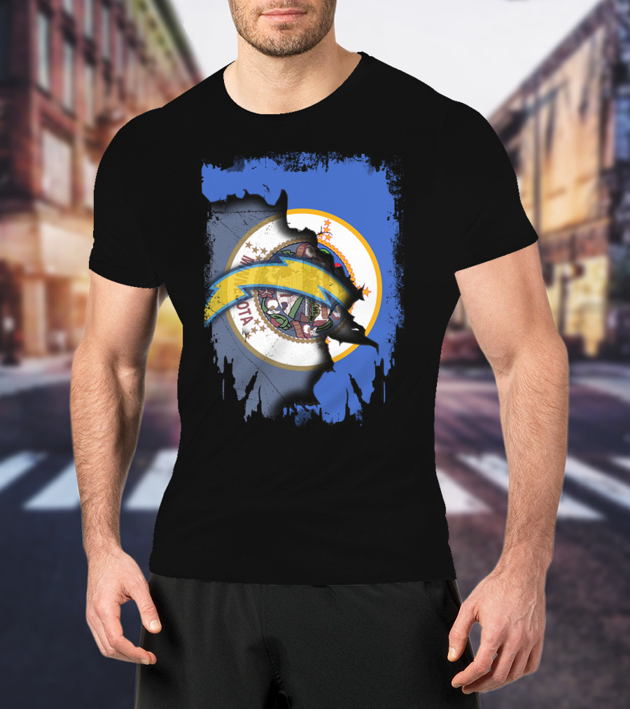 Together Minnesota With Chargers Logo Fusion T-Shirt