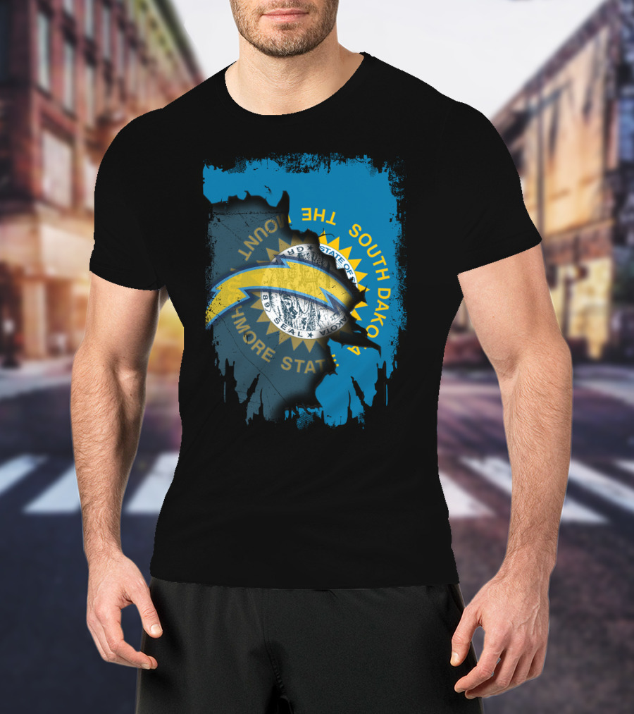 South Dakota With Chargers And The Mount Rushmore State Seal T-Shirt