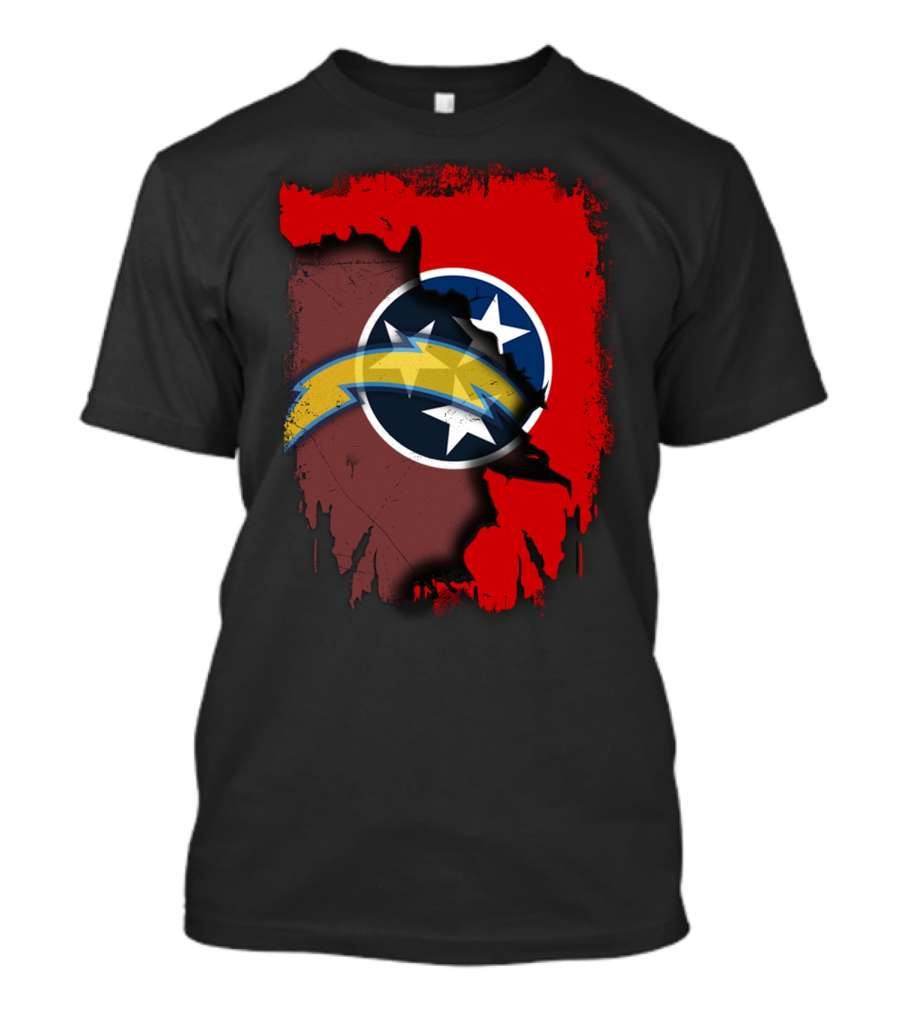 Together Tennessee With Chargers And Three Stars Flag T-Shirt