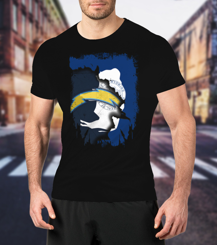 Together Wyoming Chargers Buffalo Silhouette Flag T-Shirt