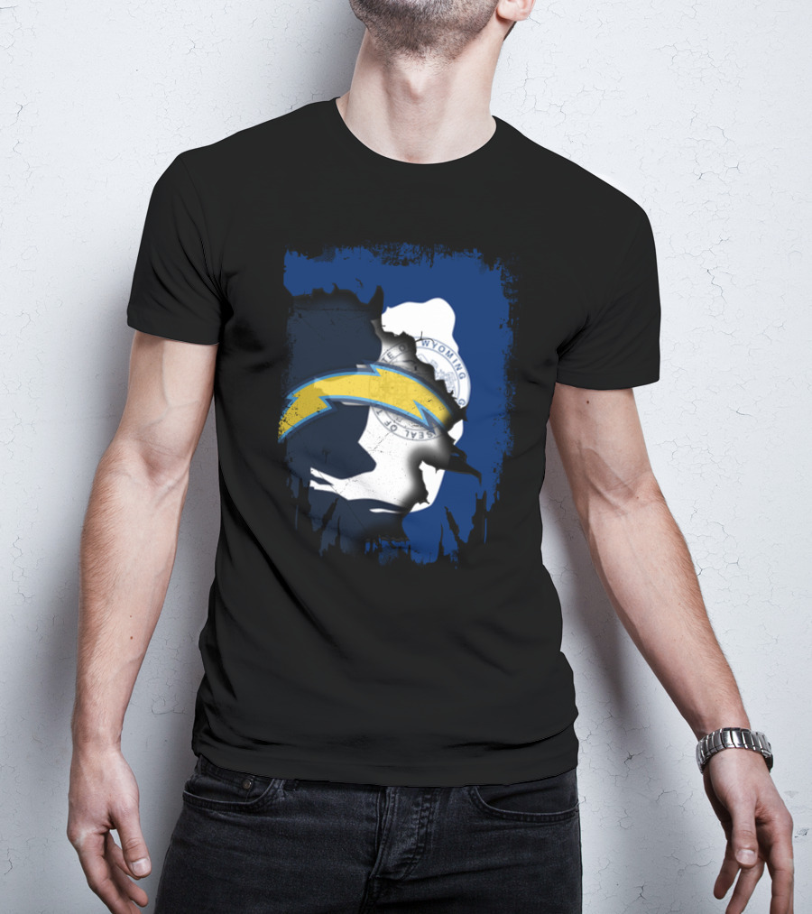 Together Wyoming Chargers Buffalo Silhouette Flag T-Shirt