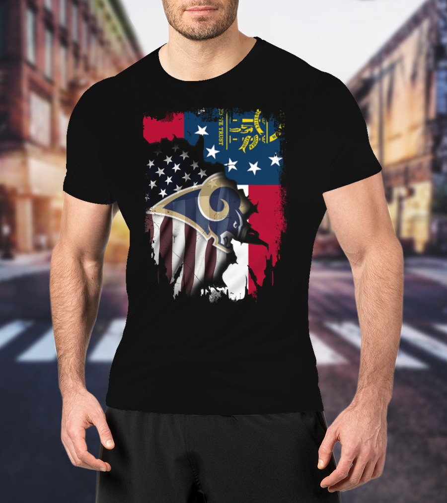 Together Georgia Rams American Flag Grunge T-Shirt