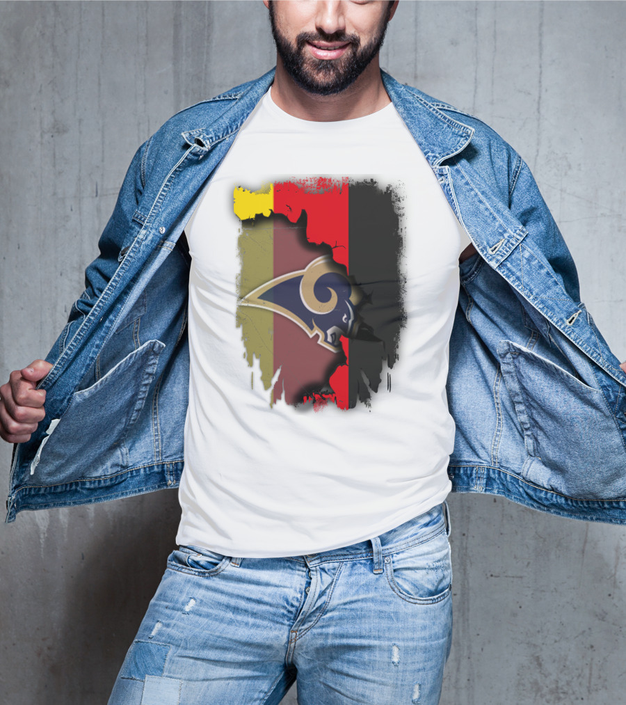 Germany Flag Grunge Style With Rams NFL Team T-Shirt