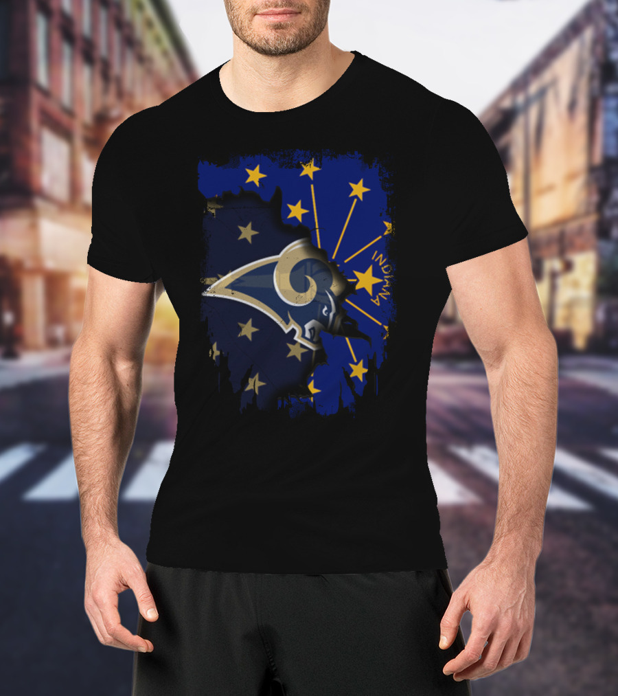 Indiana State Pride With Rams Football Spirit T-Shirt