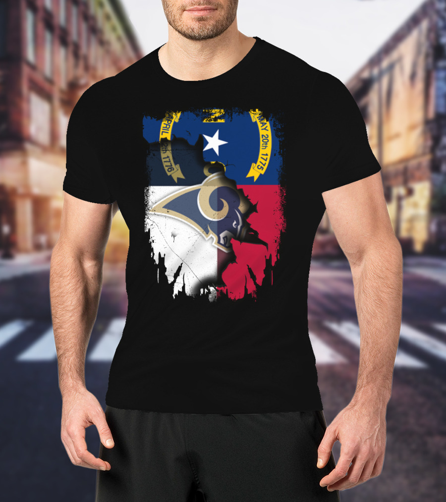 North Carolina State Flag With Rams Logo And Star Element T-Shirt