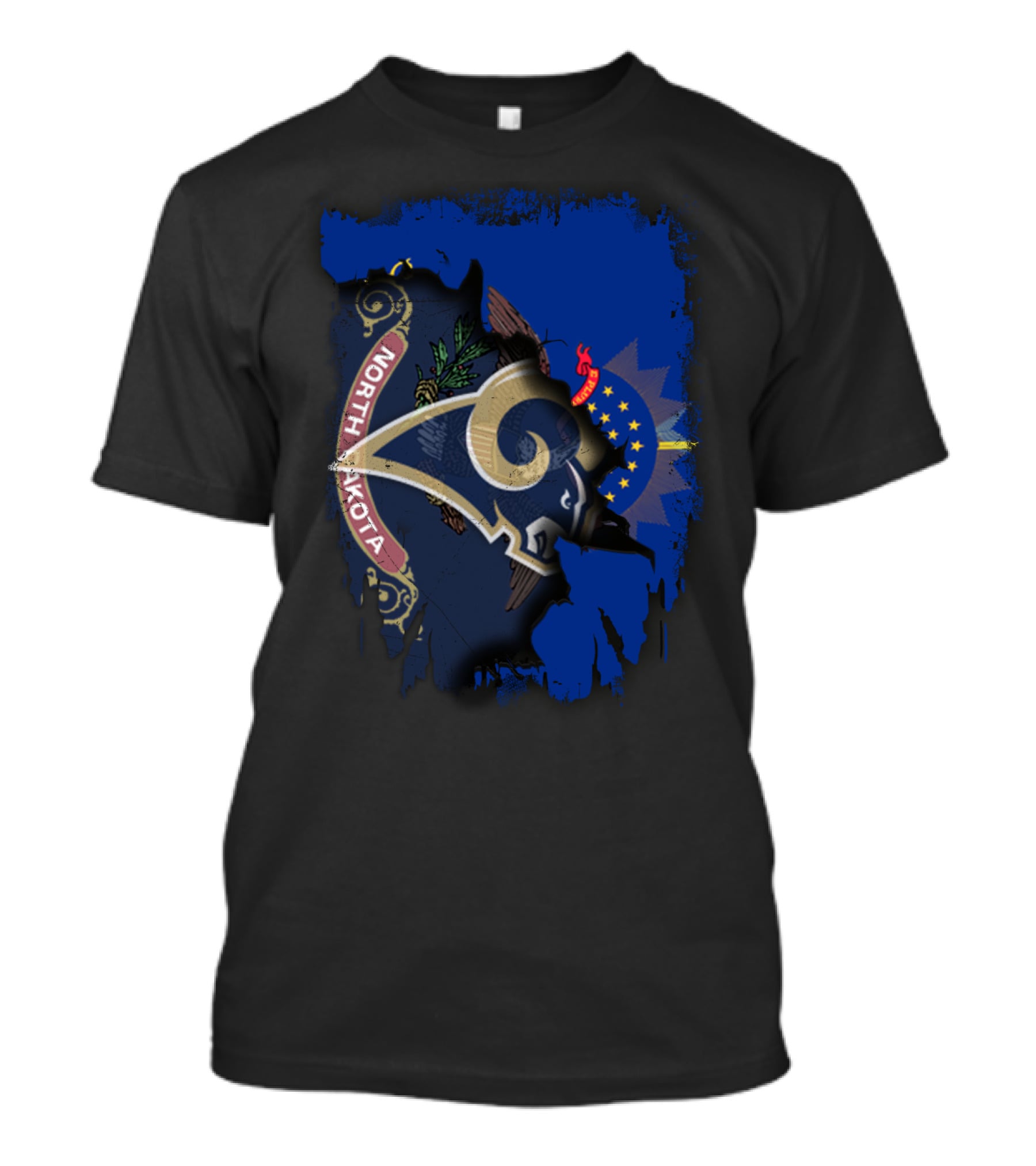 North Dakota Rams United State Flag Fusion T-Shirt