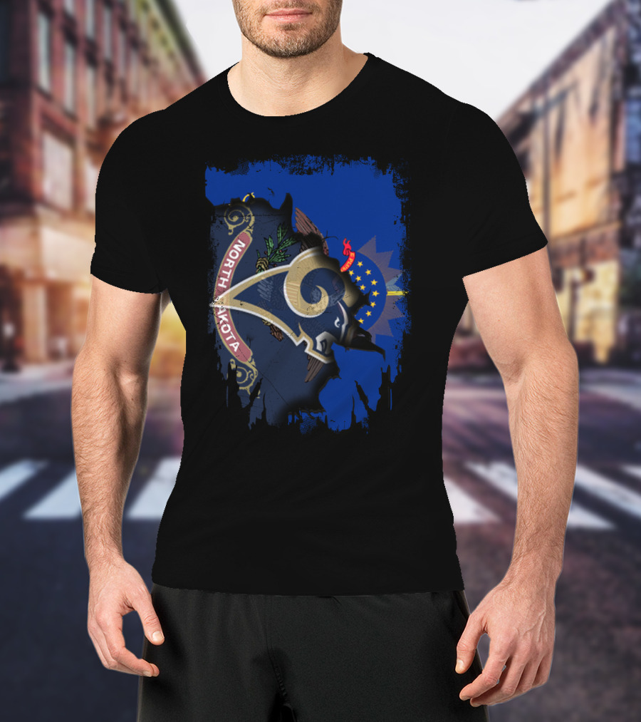 North Dakota Rams United State Flag Fusion T-Shirt