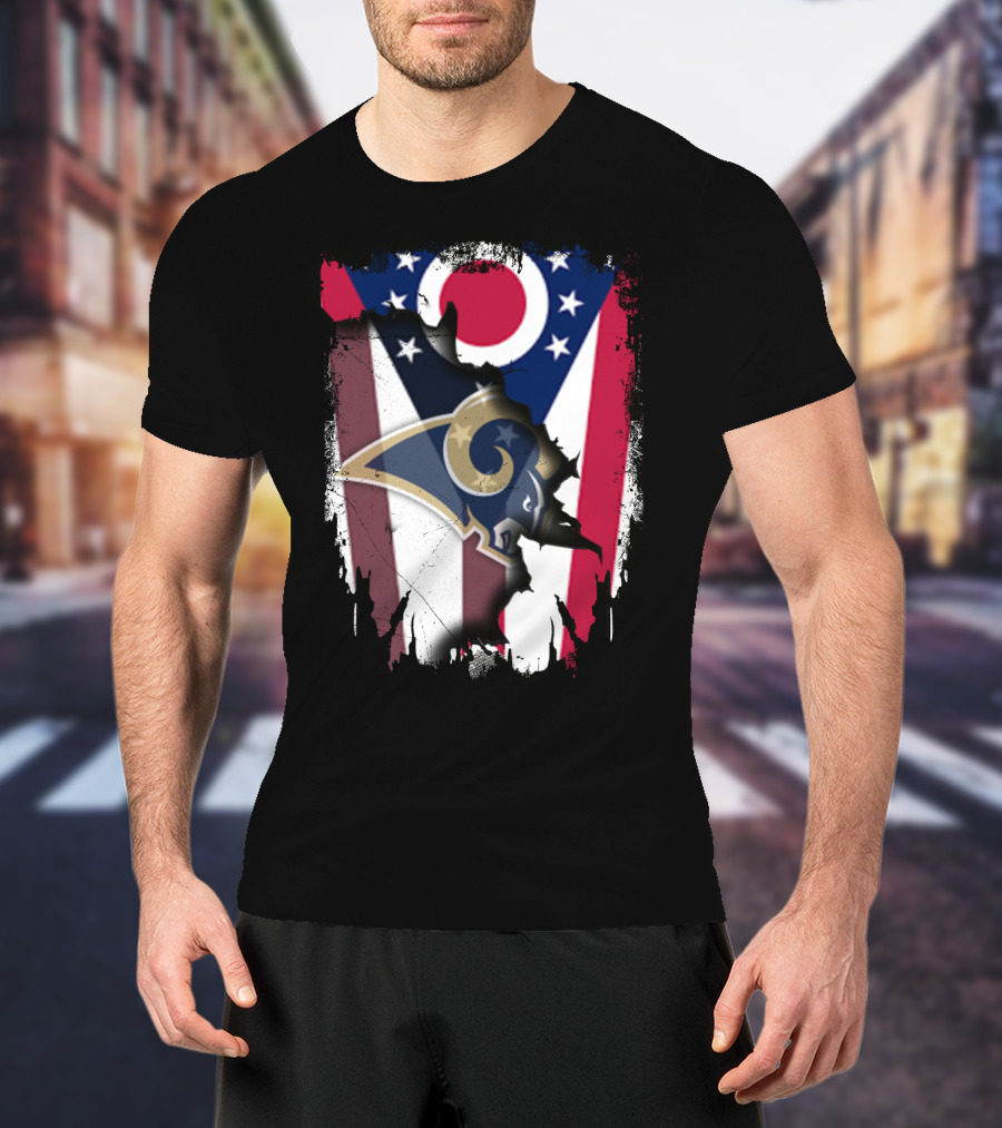 Ohio Pride With Rams Logo In Grunge T-Shirt