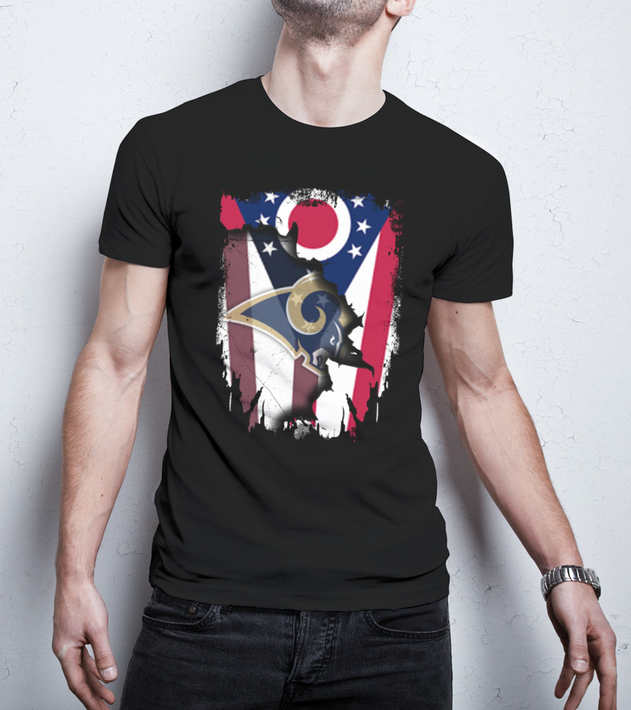 Ohio Pride With Rams Logo In Grunge T-Shirt