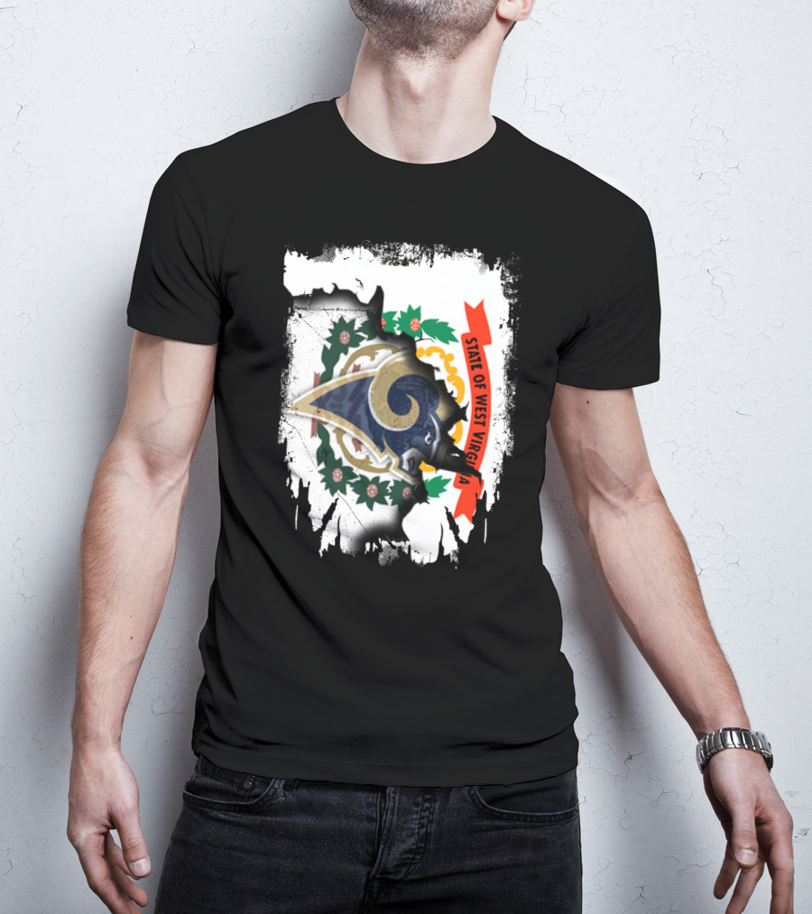 State Of West Virginia With Rams T-Shirt