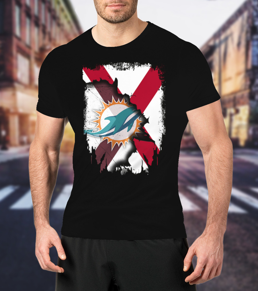 Alabama Miami Dolphins X Grunge Symbol Collaboration T-Shirt