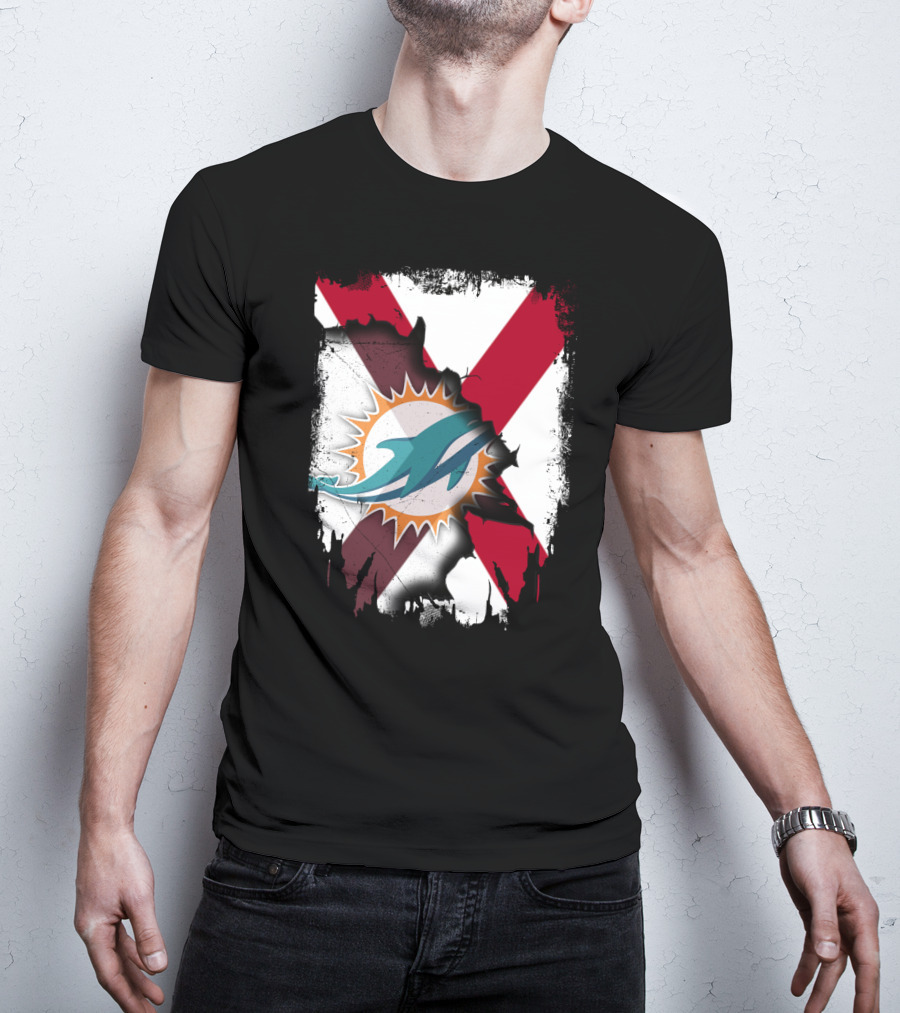 Alabama Miami Dolphins X Grunge Symbol Collaboration T-Shirt