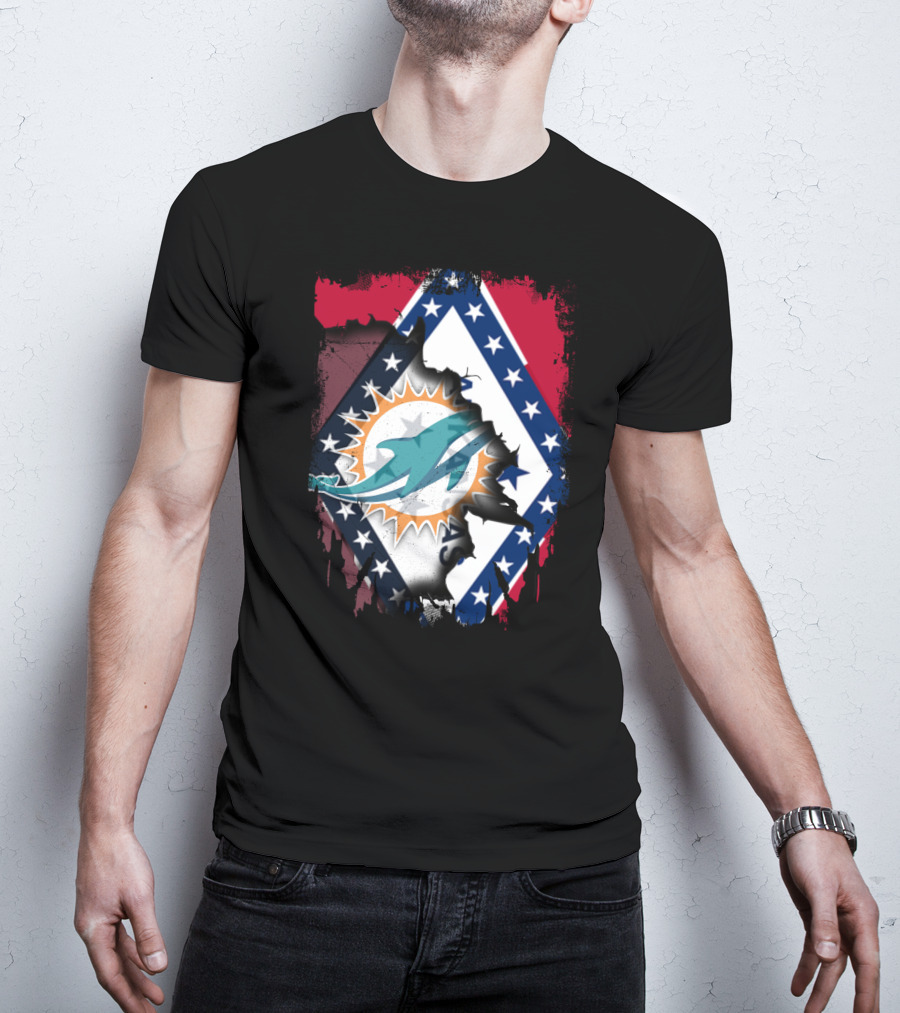 Arkansas Flag With Miami Dolphins T-Shirt