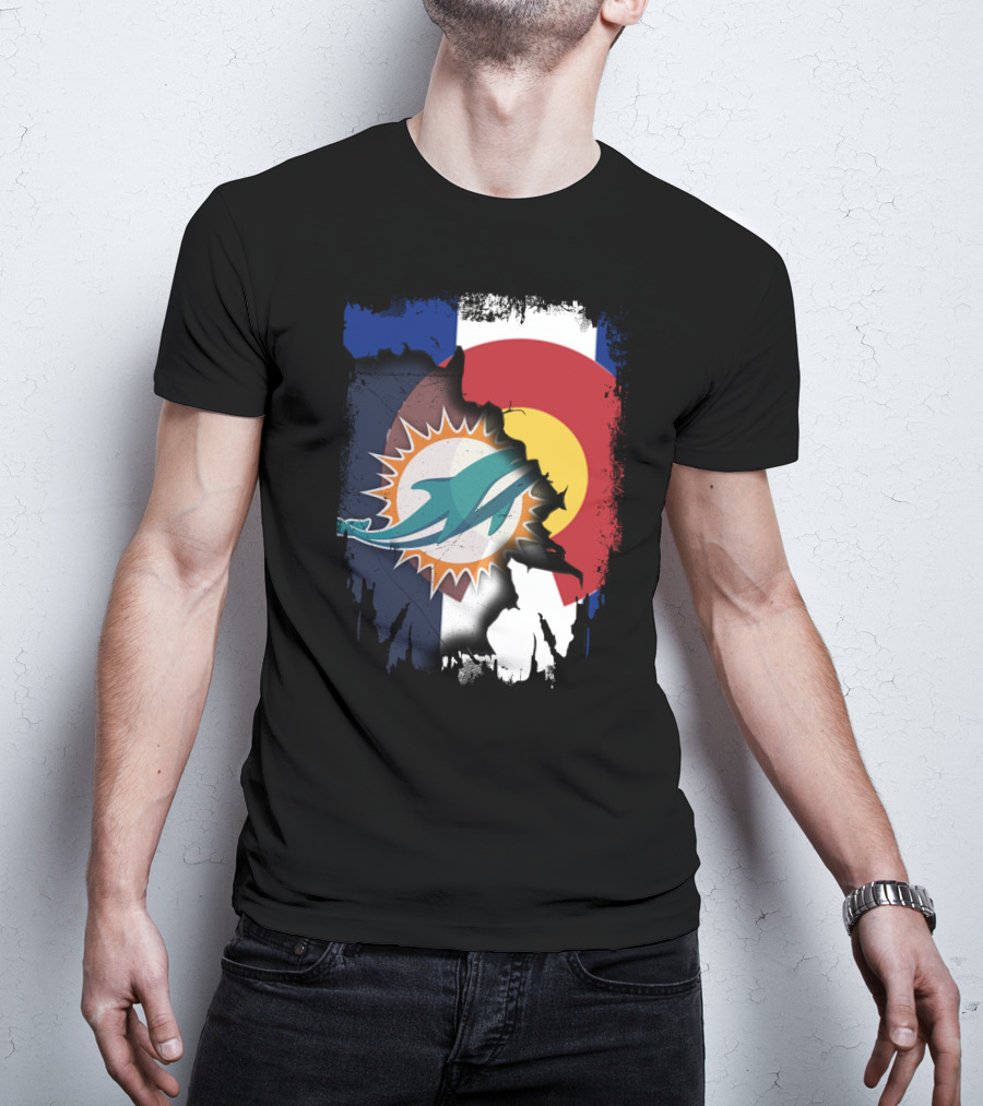 Together Colorado With Miami Dolphins And Colorado Flag Elements T-Shirt