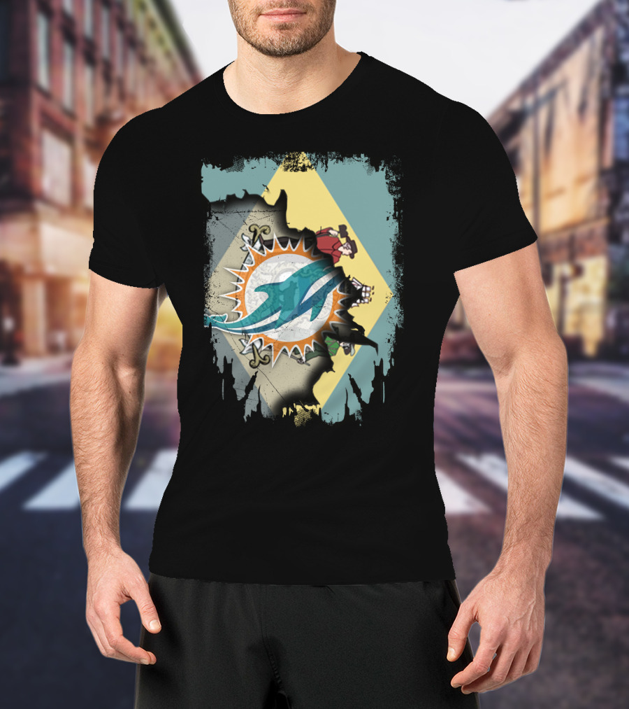 Delaware Dolphins Football Flag Fusion T-Shirt