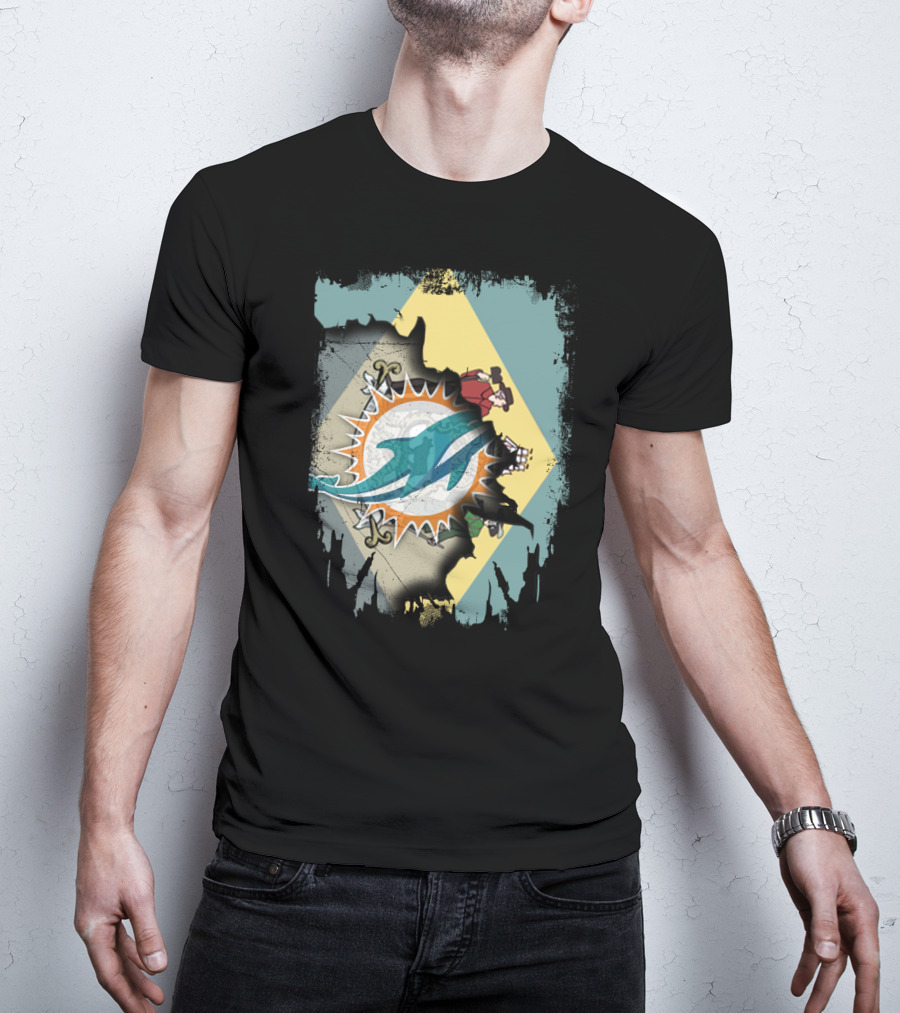 Delaware Dolphins Football Flag Fusion T-Shirt