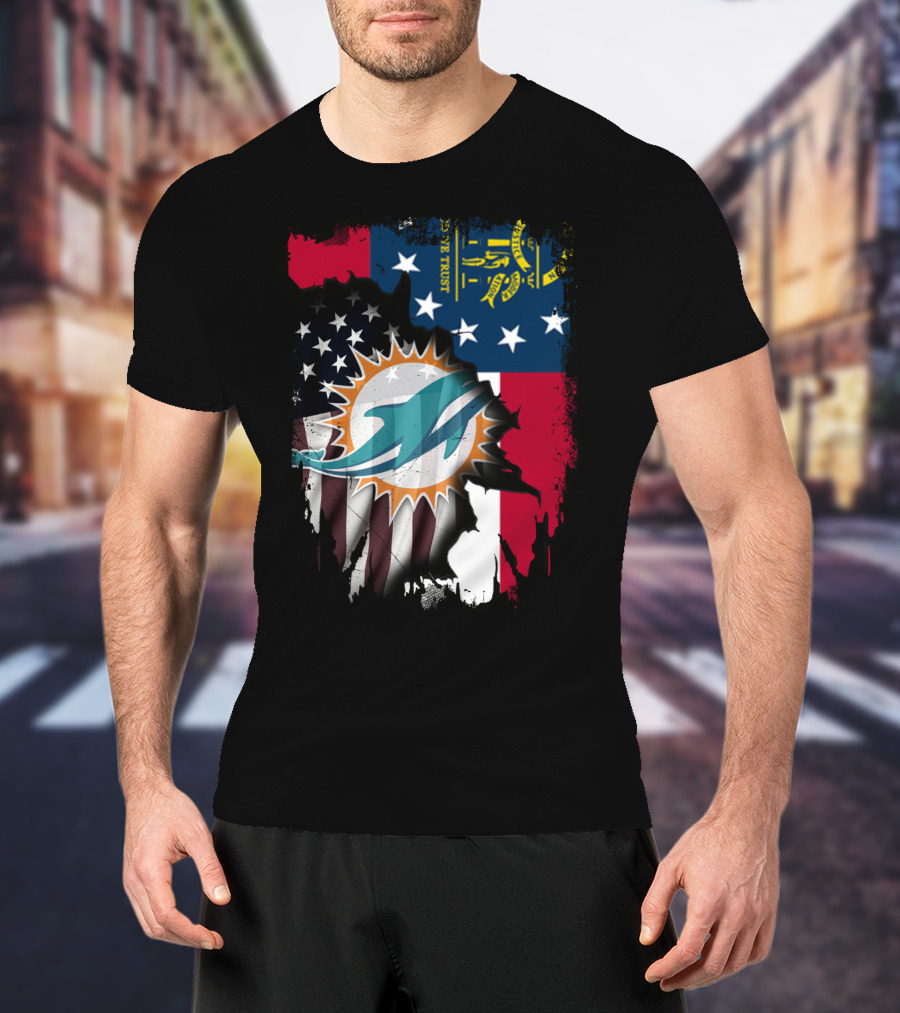 Georgia Flag Dolphins Uniting Together T-Shirt