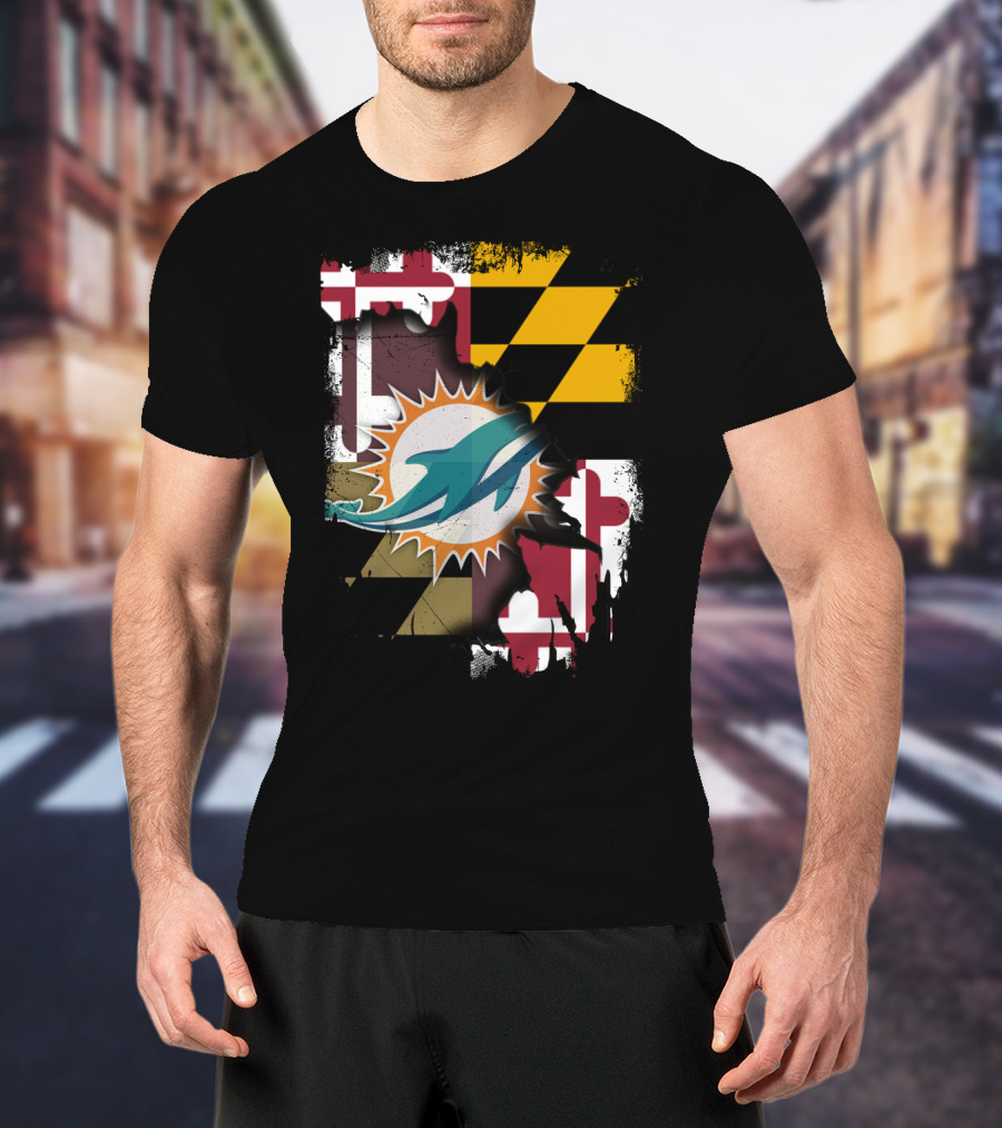 Together Maryland Dolphins Maryland Flag Fusion T-Shirt