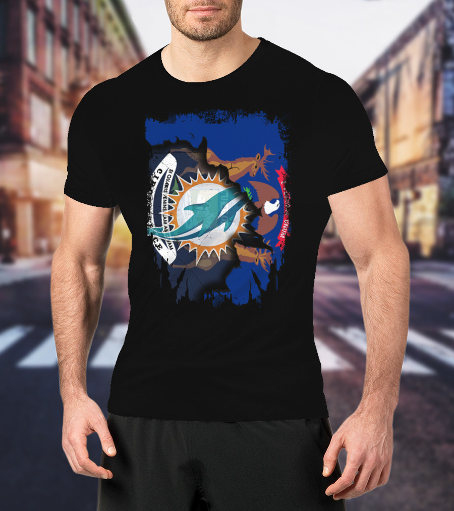 Together Michigan Dolphins With Seal And Crest Elements T-Shirt