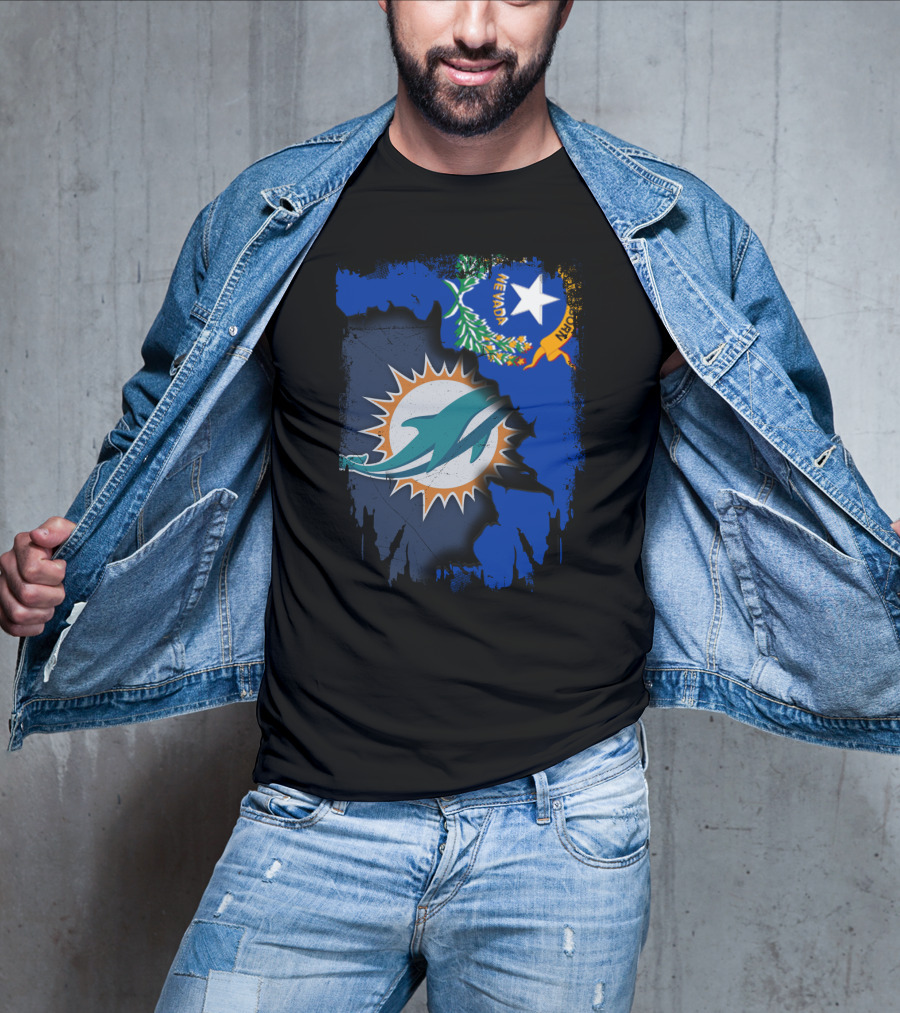 Nevada Dolphins Logo Fusion With State Flag T-Shirt