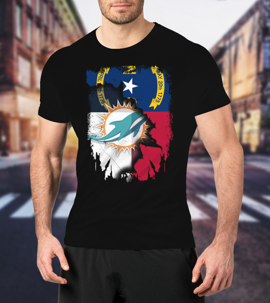 North Carolina Flag Dolphins Miami Connection T-Shirt