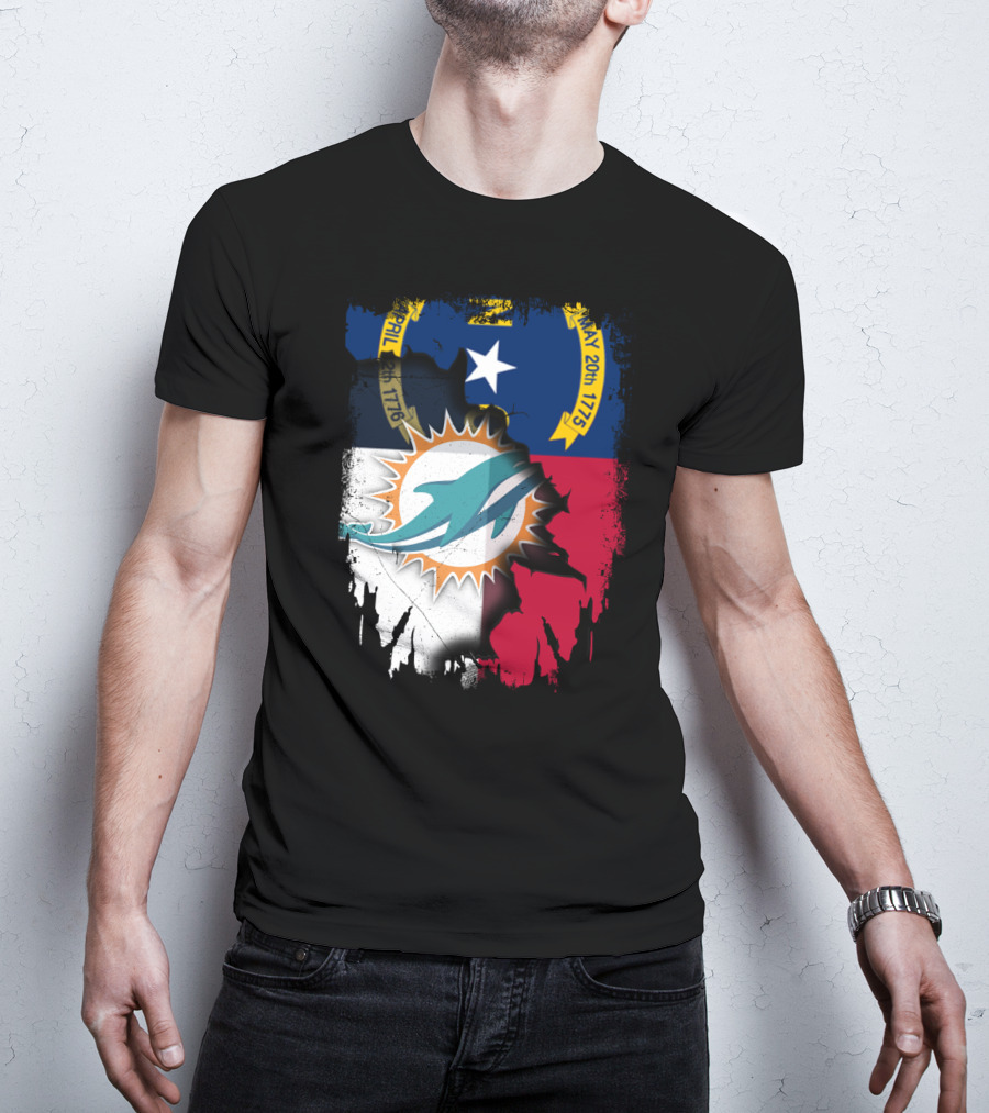 North Carolina Flag Dolphins Miami Connection T-Shirt