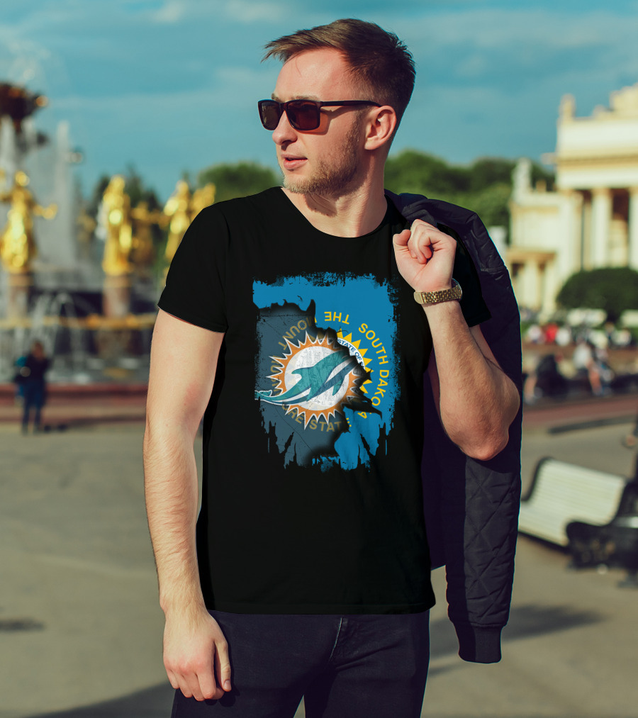 South Dakota State With Dolphins And Miami Dolphins T-Shirt