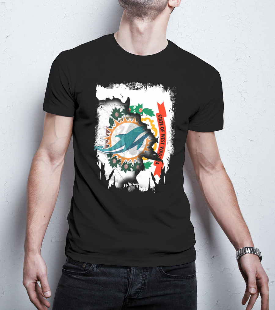 State Of West Virginia Dolphins Logo Fusion T-Shirt