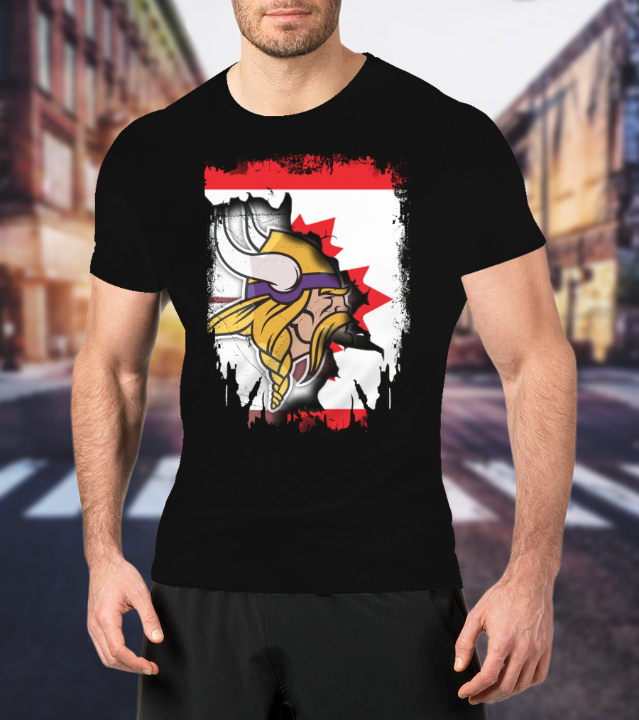 Minnesota Vikings And Canada Fusion Flag T-Shirt