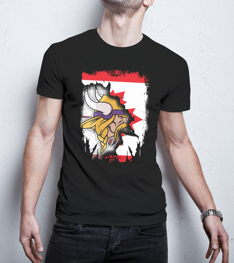 Minnesota Vikings And Canada Fusion Flag T-Shirt
