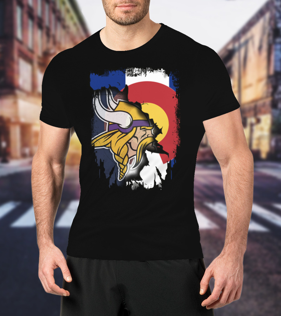 Together Colorado Vikings Emblem And Flag Fusion T-Shirt