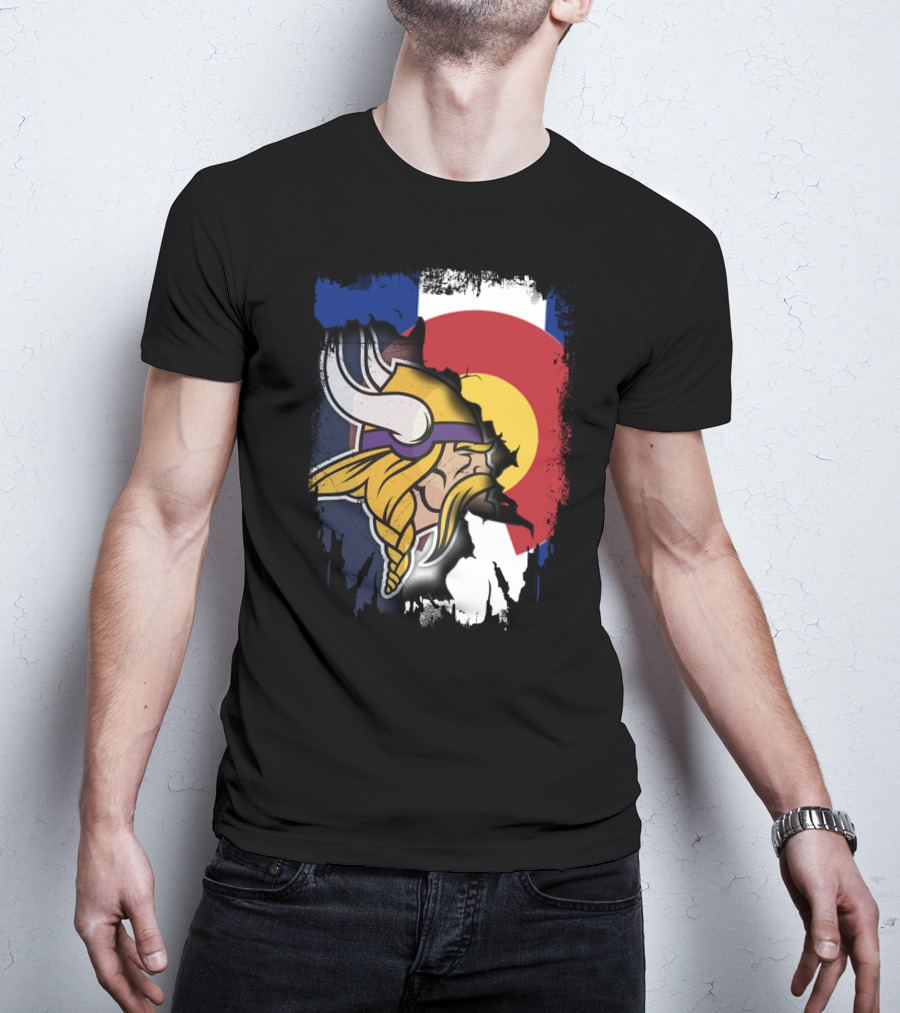 Together Colorado Vikings Emblem And Flag Fusion T-Shirt