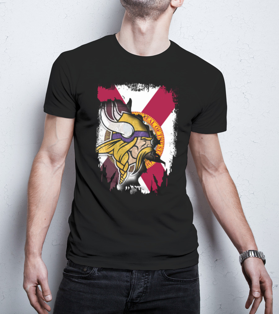 Florida State Flag With Minnesota Vikings Helmet T-Shirt