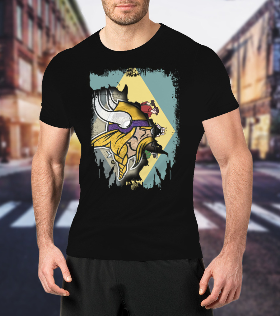 Together Delaware Viking Helmet Overlapping State Flag And Historical Figures T-Shirt