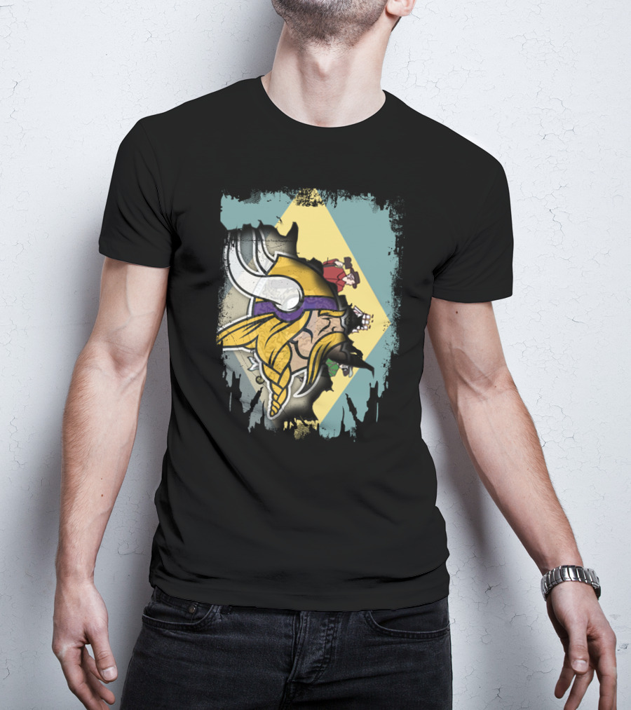 Together Delaware Viking Helmet Overlapping State Flag And Historical Figures T-Shirt