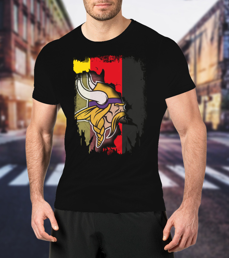Together Germany With Vikings Logo And Flag Fusion T-Shirt