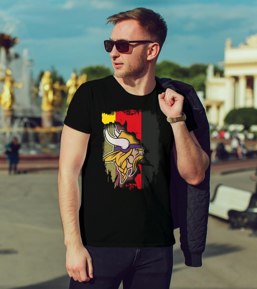 Together Germany With Vikings Logo And Flag Fusion T-Shirt