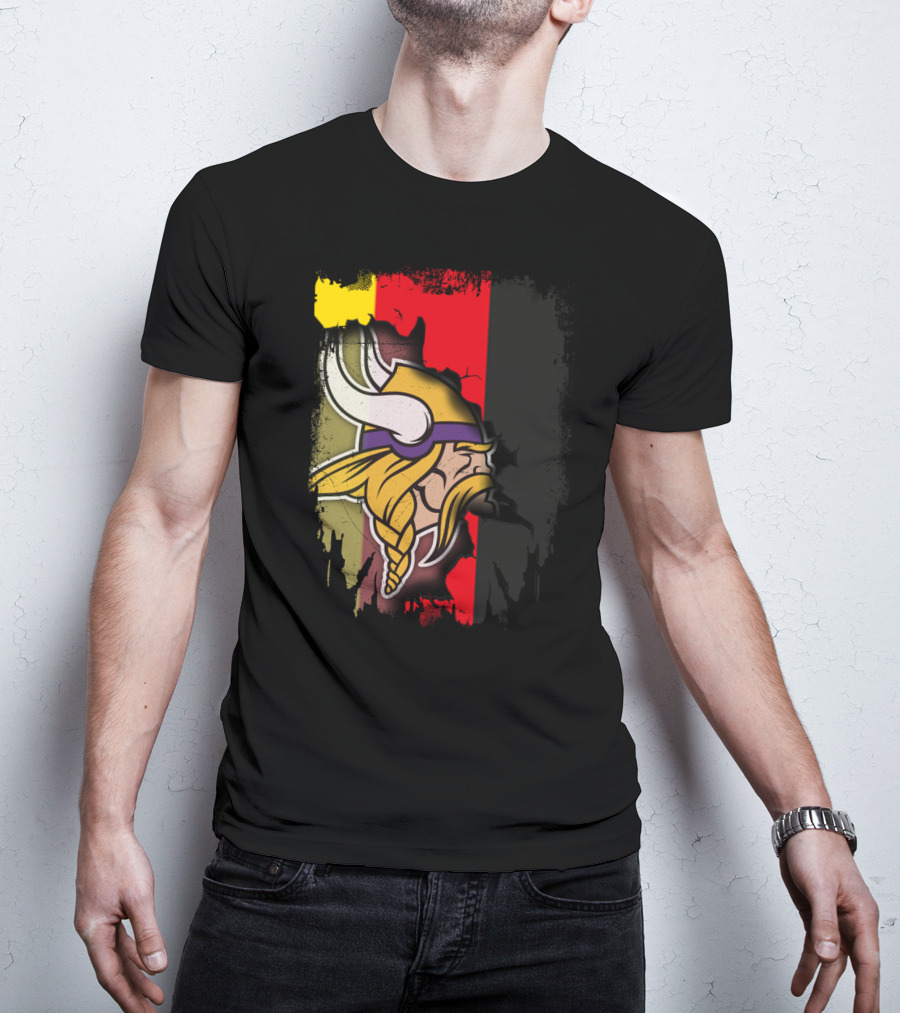 Together Germany With Vikings Logo And Flag Fusion T-Shirt
