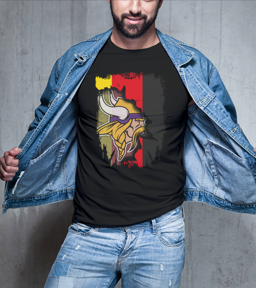 Together Germany With Vikings Logo And Flag Fusion T-Shirt