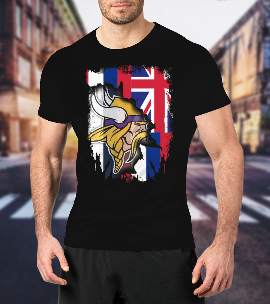 Hawaii Union Jack With Vikings Head T-Shirt