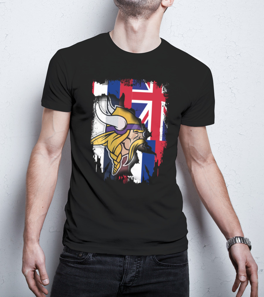 Hawaii Union Jack With Vikings Head T-Shirt