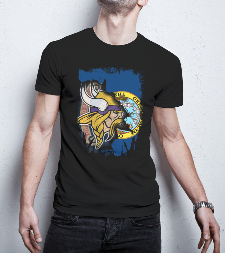 Together Idaho Vikings With Idaho State Flag T-Shirt
