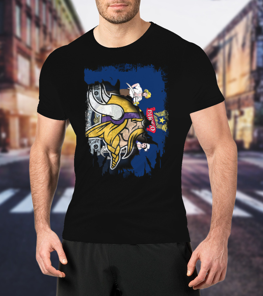 Maine Dirigo Vikings Helmet With State Flag Elements T-Shirt